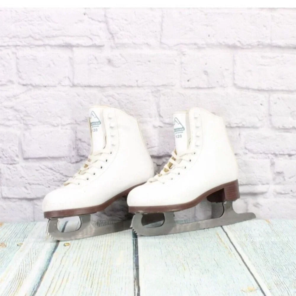 Glacier 120 by Jackson White Leather Lace up Figure Ice Skates Size US 2 - Picture 2 of 10